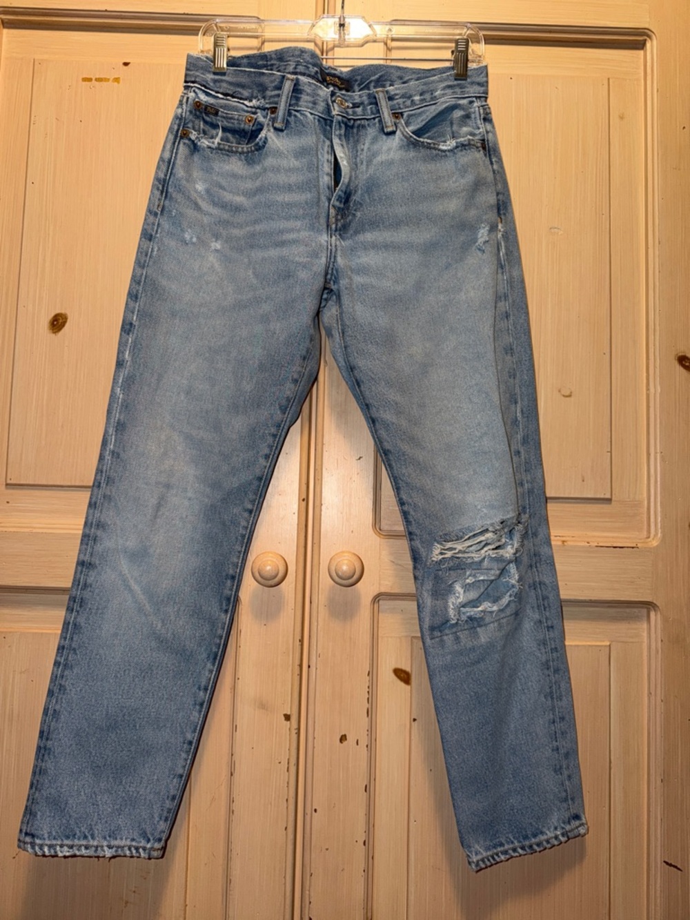 Polo by Ralph Lauren Light Blue Boyfriend Jeans with Knee Distress